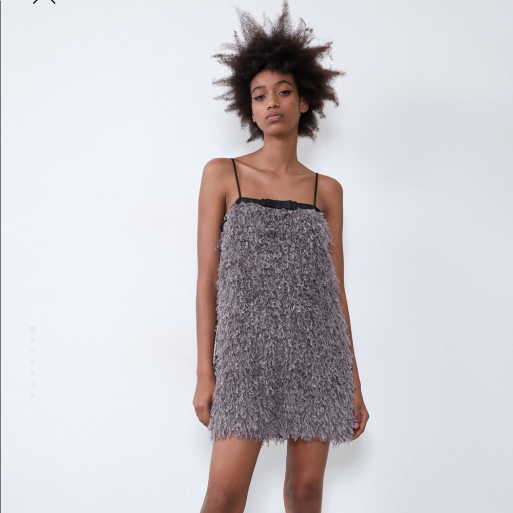 Zara faux feather dress 👗